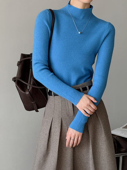 小高領修身毛衣打底上衣-三色