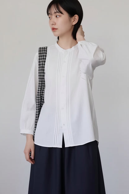 韓版清新圓領鏤空細節感襯衫