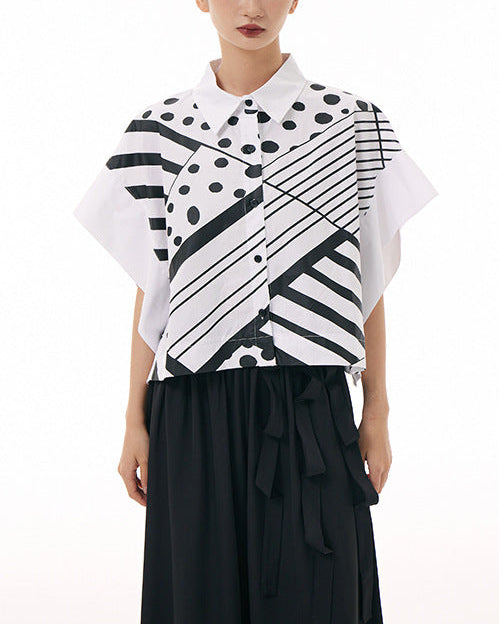 2026春夏新款蝙蝠幾何印花襯衫 AB3