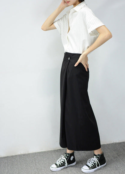 可鹽可甜～一顆扣不對稱八分裙