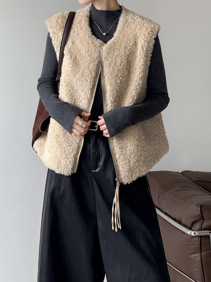 毛絨絨羊羔高質感造型保暖背心