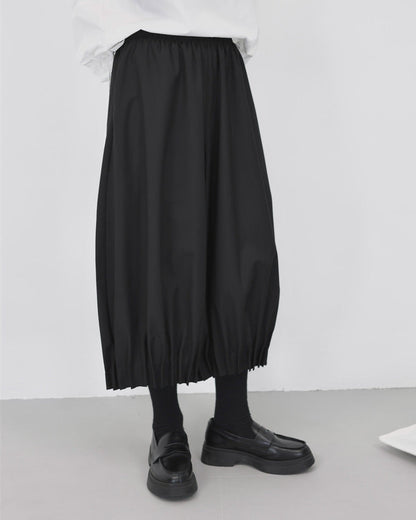 西裝料垂感抓摺花苞裙褲