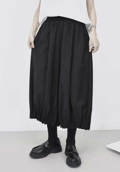 西裝料垂感抓摺花苞裙褲