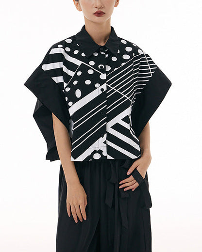 2026春夏新款蝙蝠幾何印花襯衫 AB3