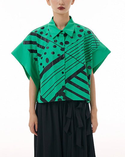 2026春夏新款蝙蝠幾何印花襯衫 AB3