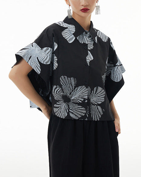 2026春夏新款蝙蝠幾何印花襯衫 FA4