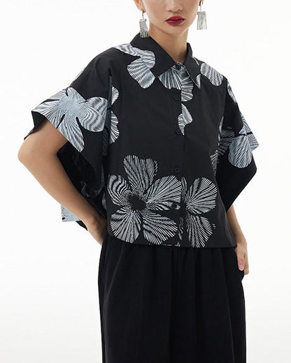 2026春夏新款蝙蝠幾何印花襯衫 FA4