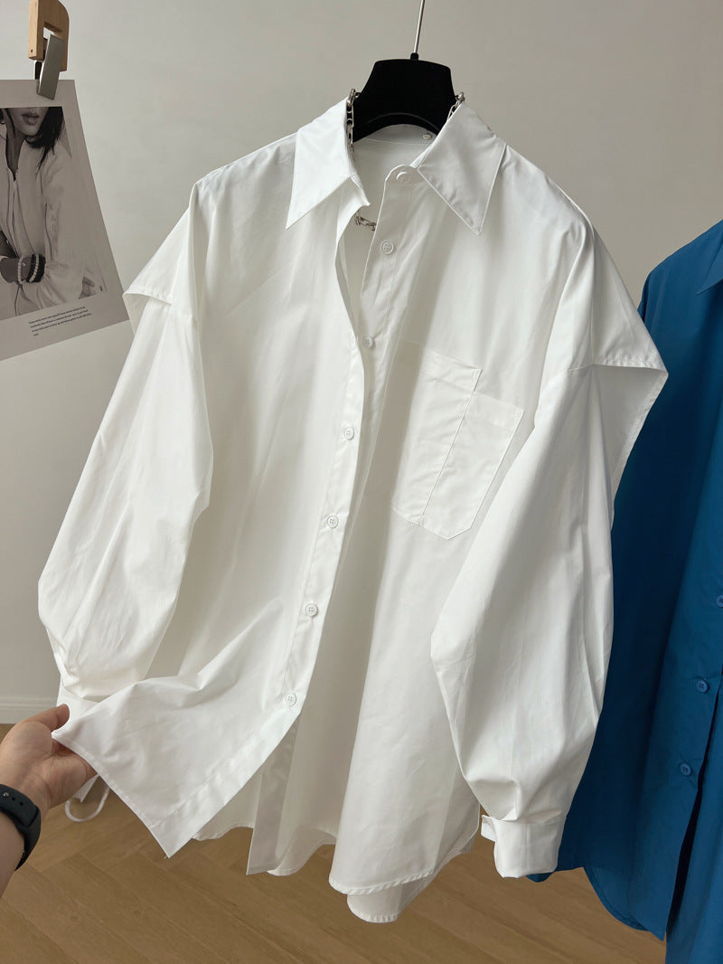 法式設計感風衣型造型襯衫