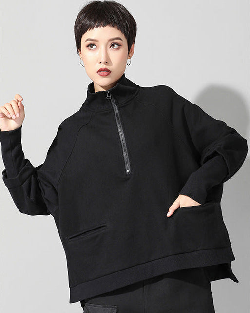 超熱銷/ 假兩件袖子套頭時尚寬鬆衛衣