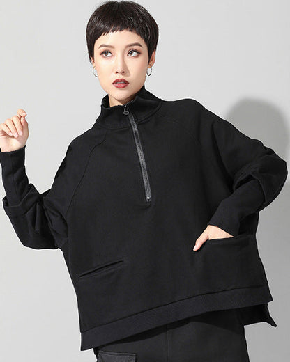 超熱銷/ 假兩件袖子套頭時尚寬鬆衛衣