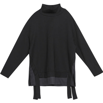 寬鬆層次拼接立領直版造型Ｔ恤