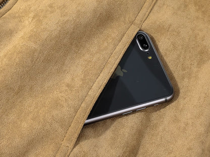 年輕感鹿皮絨英倫復古短夾克