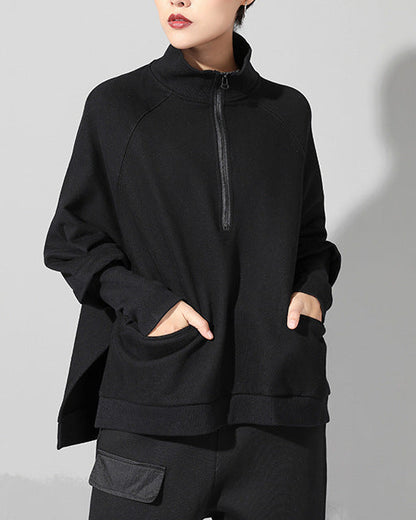 超熱銷/ 假兩件袖子套頭時尚寬鬆衛衣