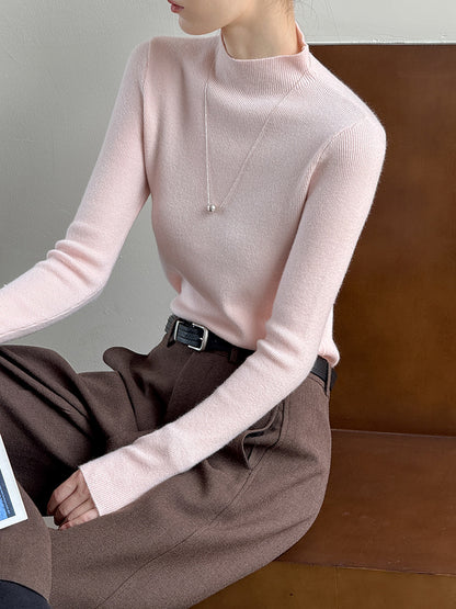 小高領修身毛衣打底上衣-三色