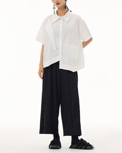 2026新款/飛領片設計款寬版五分袖襯衫