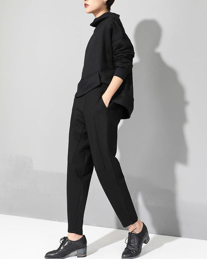 秋冬窄版立體剪裁顯瘦哈倫褲8775