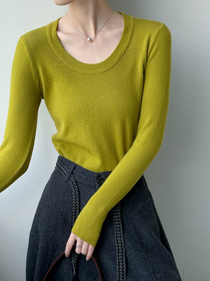 大圓領合身打底衫-四色