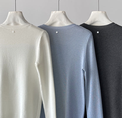 秋冬新款/圓領百搭包色薄毛衣-四色