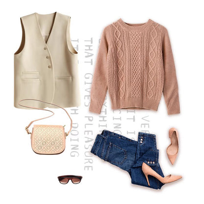 秋季百搭小Ｖ領中長版西裝背心