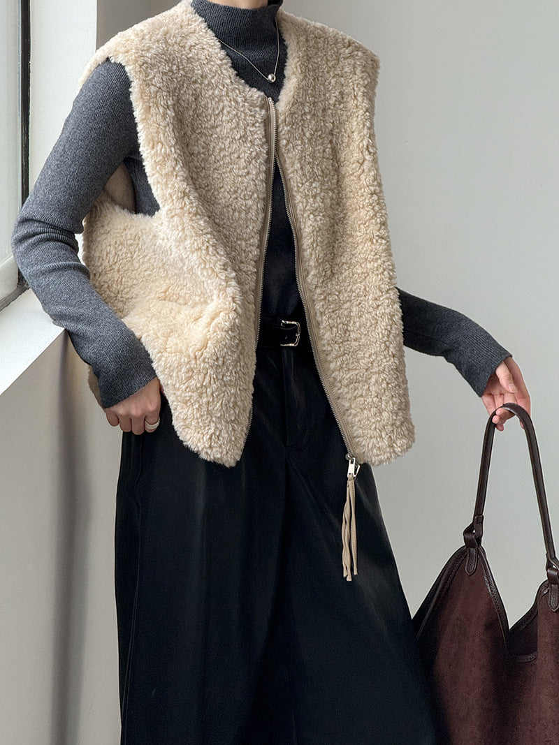 毛絨絨羊羔高質感造型保暖背心