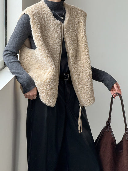 毛絨絨羊羔高質感造型保暖背心