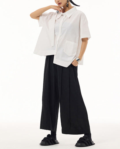 2026新款/飛領片設計款寬版五分袖襯衫