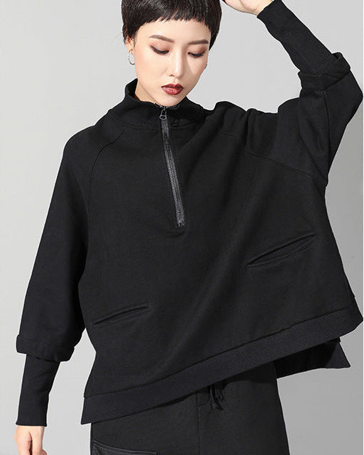 超熱銷/ 假兩件袖子套頭時尚寬鬆衛衣
