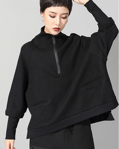 超熱銷/ 假兩件袖子套頭時尚寬鬆衛衣