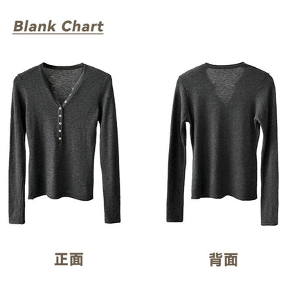 秋季新款/ V領極簡合身打底針織上衣