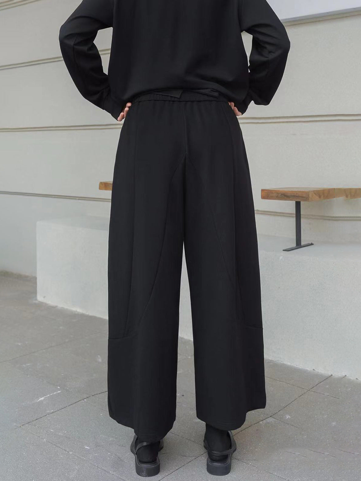 設計感寬直筒九分褲