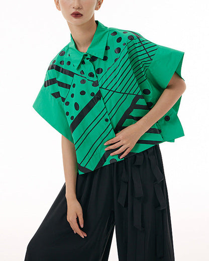 2026春夏新款蝙蝠幾何印花襯衫 AB3