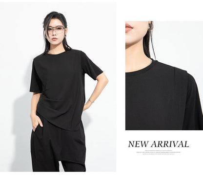 魅力新品/立體抓肩冰絲羅馬摺垂墜Ｔ恤