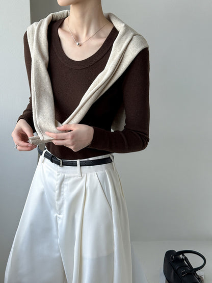 大圓領合身打底衫-四色