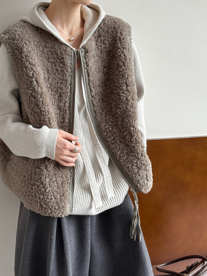 毛絨絨羊羔高質感造型保暖背心