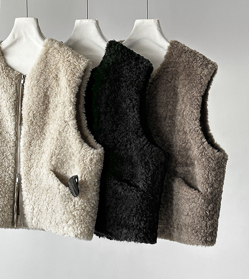 毛絨絨羊羔高質感造型保暖背心