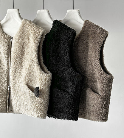 毛絨絨羊羔高質感造型保暖背心