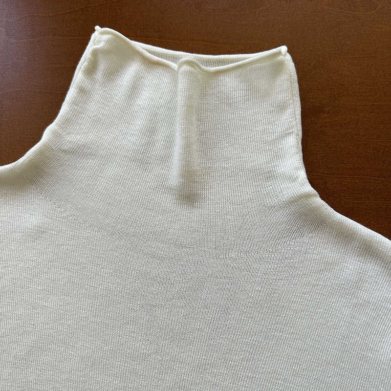 五分袖半高領百搭寬鬆上衣-五色