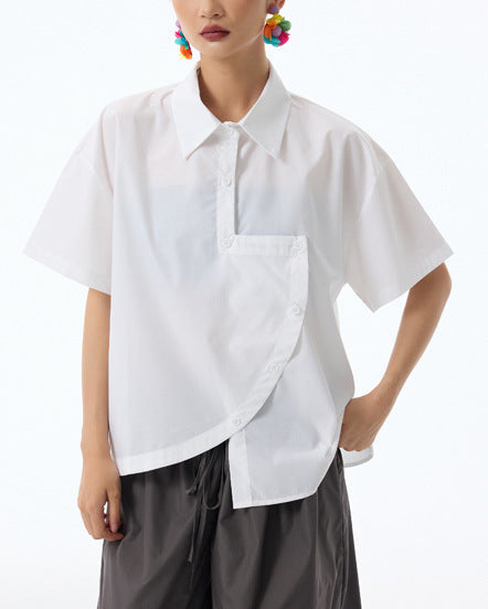 2026新款/解構設計款寬版五分袖襯衫
