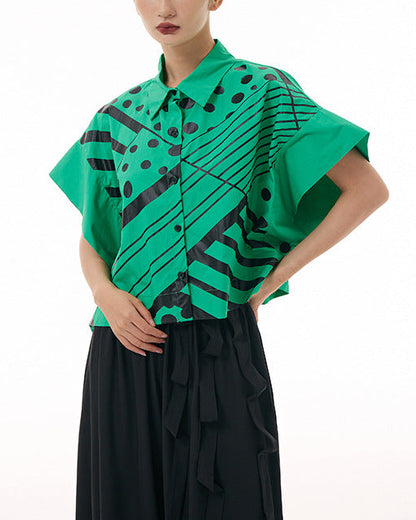 2026春夏新款蝙蝠幾何印花襯衫 AB3