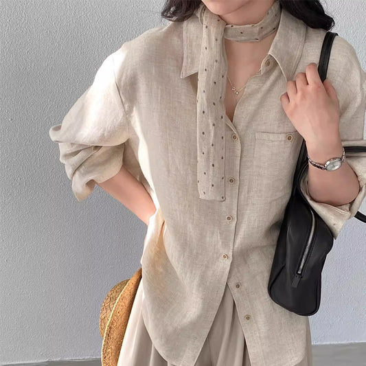 棉麻天絲舒適休閒防曬襯衫