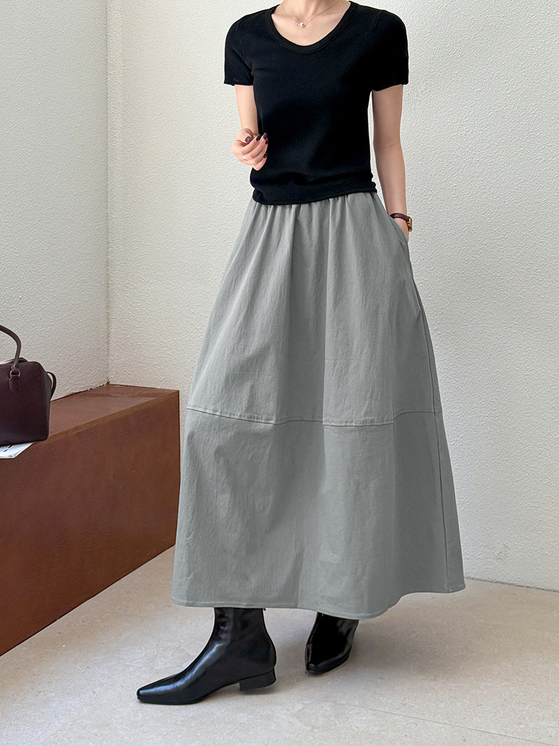 拼接顯高A字荷包裙