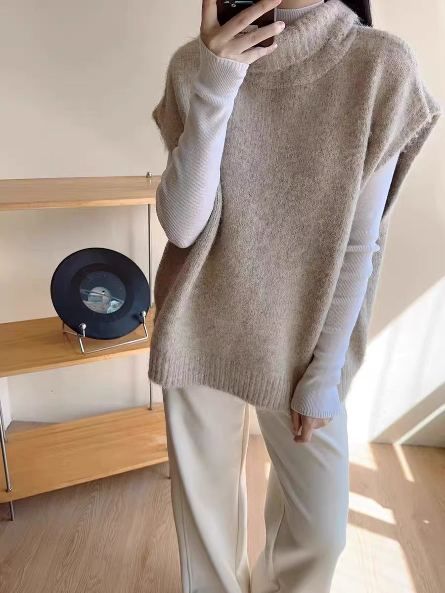 疊穿百搭含羊毛保暖套頭背心