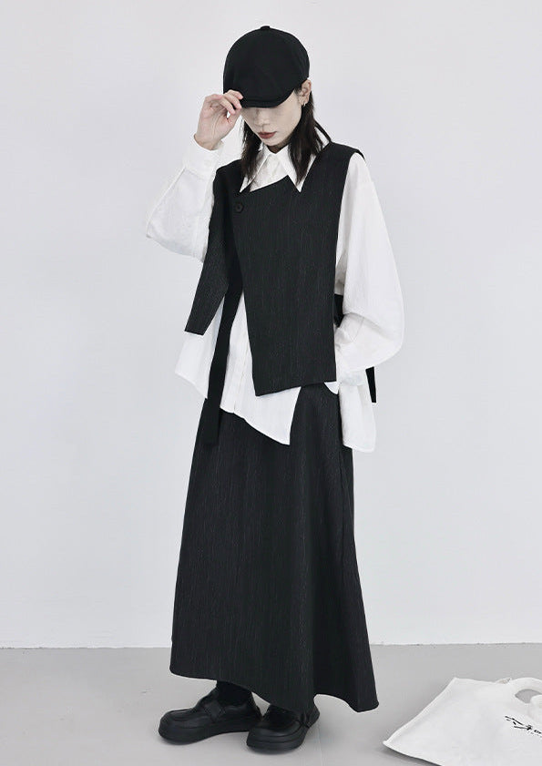 色織布料疊穿造型背心坎肩