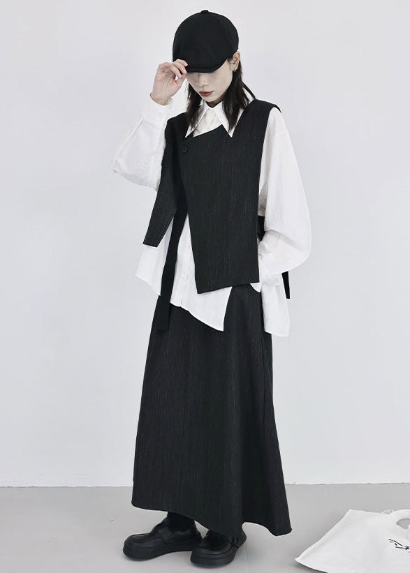 色織布料疊穿造型背心坎肩