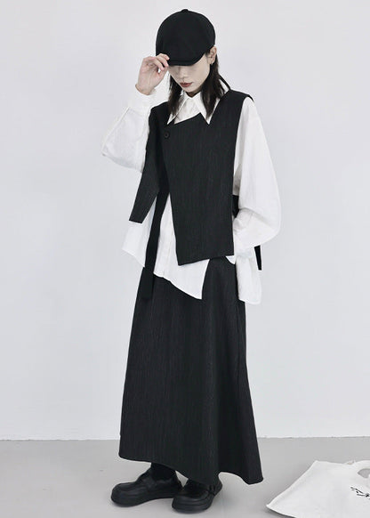 色織布料疊穿造型背心坎肩