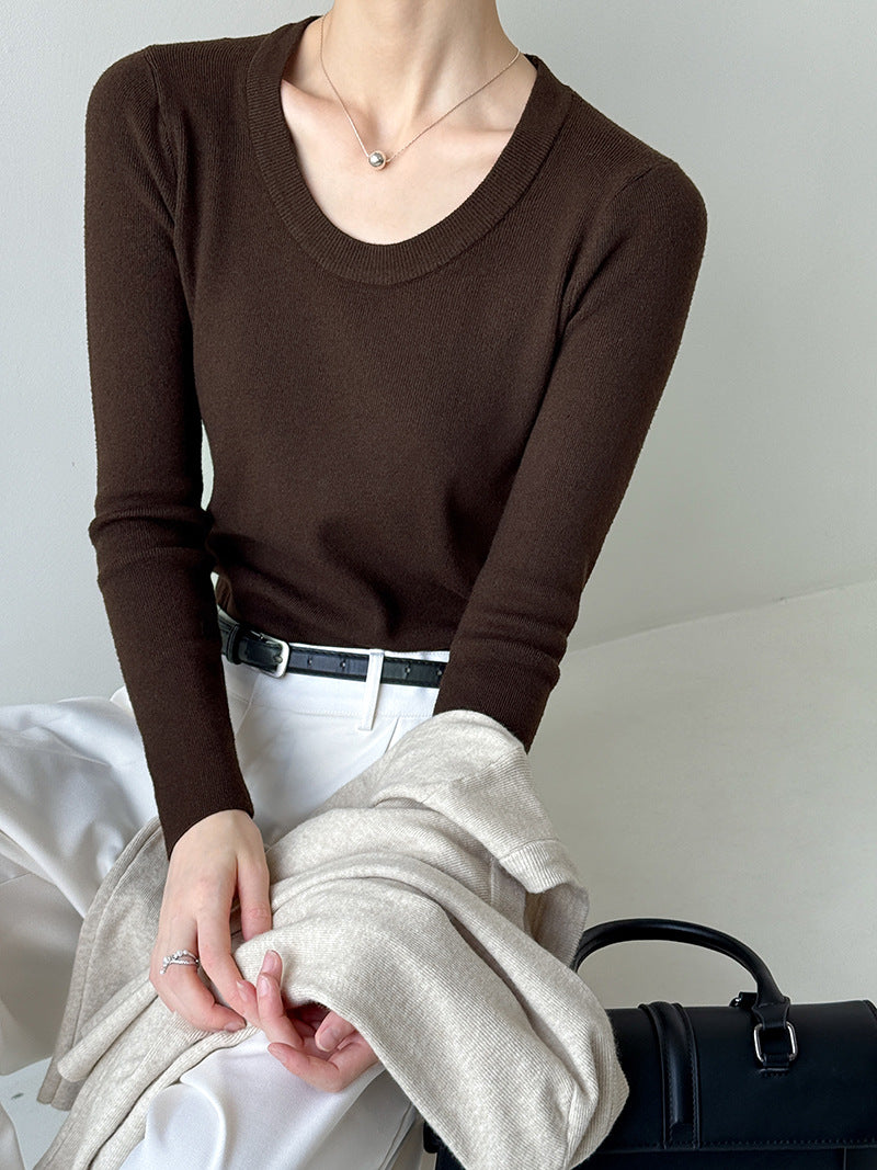 大圓領合身打底衫-四色