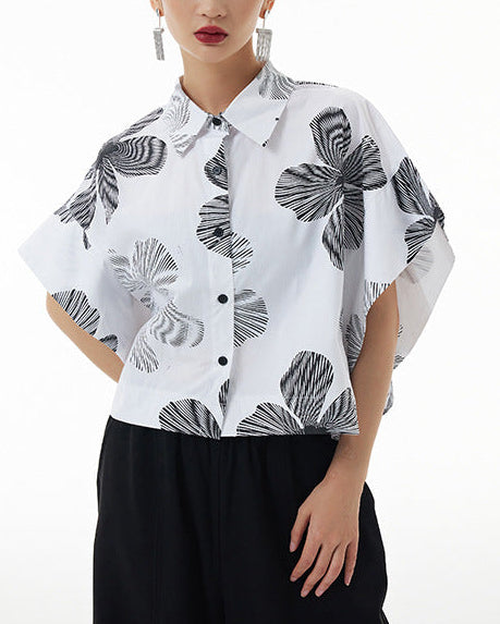 2026春夏新款蝙蝠幾何印花襯衫 FA4