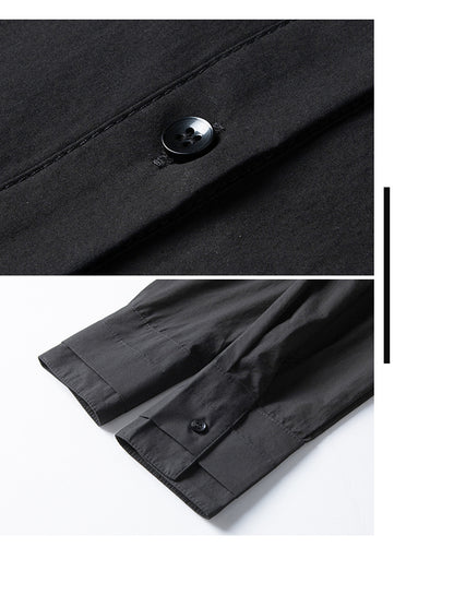 解構不對稱門襟設計款襯衫-黑白