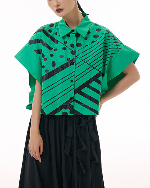 2026春夏新款蝙蝠幾何印花襯衫 AB3