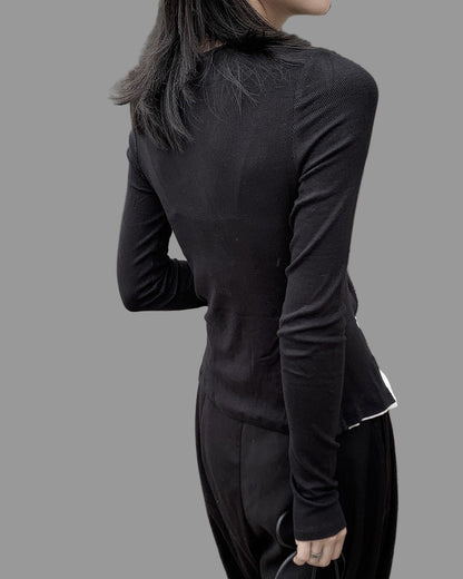 假兩件斜門襟設計款T恤